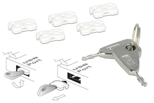 Cerradura de seguridad para USB AH con 2x llaves - 5x bloqueadores Delock