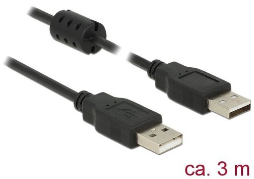 Cable USB 2.0 AM <-> AM Ferrita 3 mts Negro Delock