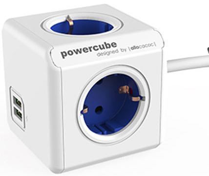 Regleta 4x Schuko H + 2x USB AH 2.1 amp. de 1.5 mts Azul Allocacoc 1402BL-DEEUPC PowerCube