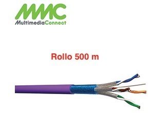 Cable FFTP Cat6A Solido AWG23 LSZH Dca PoE + Rollo 500 mts Violeta MMC F5554SH5