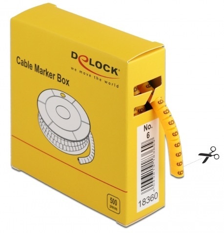 Marcadores de cables No. 6 Amarillo Caja 500 u. Delock