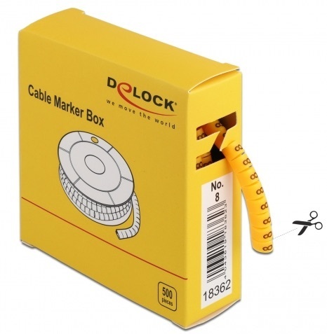 Marcadores de cables No. 8 Amarillo Caja 500 u. Delock