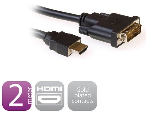 Adapt. Cable HDMI A M -> DVI-D Single Link 18+1 de 2 mts Ewent
