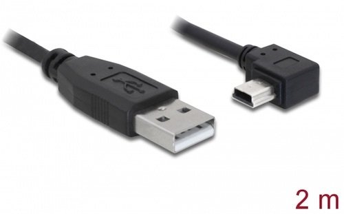 Cable USB 2.0 AM -> USB Mini BM 5 pines Angulado de 2 mts Delock