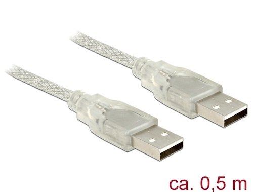 Cable USB 2.0 AM -> AM de 0.5 mts transparente Delock