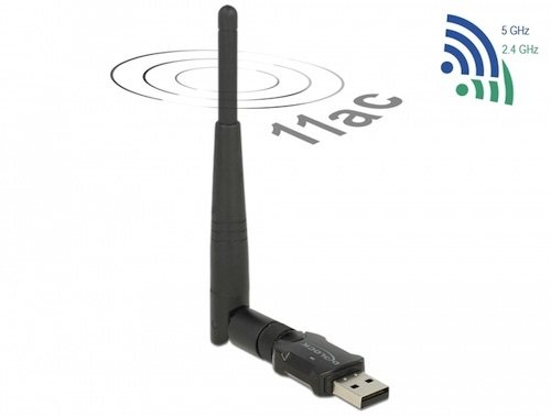Adapt. USB 2.0 <-> WiFi AC + Antena Ext. Dual 433Mbps-5GHz y 150Mbps-2.4GHz Realtek RTL8811 Delock