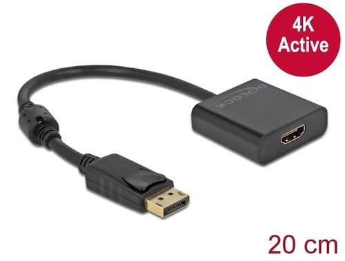 Adapt. DisplayPort 1.2 M -> HDMI A H 4K activo negro Delock