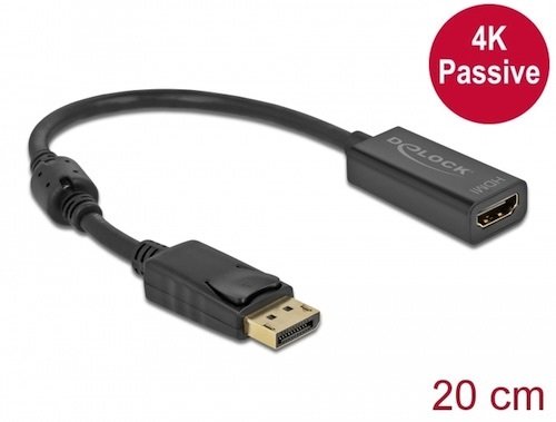 Adapt. DisplayPort 1.2 M -> HDMI A H 4K pasivo negro Delock