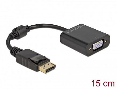 Adapt. DisplayPort 1.2 M -> VGA H pasivo negro Delock