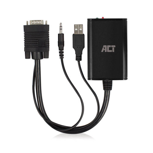 Conver. VGA M + JACK 3.5 M + USB  Power -> HDMI AH 1920x1080 de 0.25 metros ACT