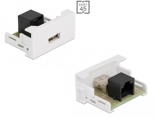 Modulo Easy 45 USB 2.0 Tipo-A hembra a puerto RJ45 hembra 22.5 x 45 mm Delock