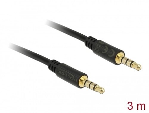 Cable Multimedia Jack 3.5 mm M 4 pin -> Jack 3.5 mm M 4 pin 3 mts Delock