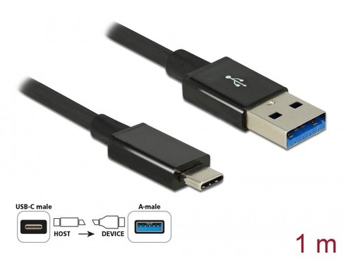 Cable USB 3.1 Gen 2 CM <-> AM 1 mts coaxial negro premium Delock