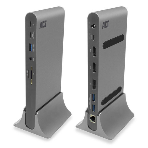Dock USB 3.2 Gen 1 C M -> 1000Tx + 1xHDMI + 2xDP + 1xUSB CH + 3xUSB AH + SD+MicroSD + Jack 3.5 ACT