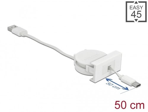 Modulo Easy 45 USB 2.0 AM -> USB CM cable retractil Negro Delock