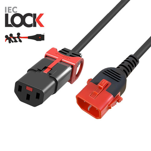 Cable Ali. Ext. IEC320-C13H IEC Lock+ <-> IEC320-C14M IEC Lock 0.50 mts Negro ACT