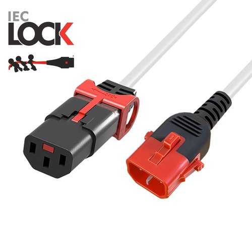 Cable Ali. Ext. IEC320-C13H IEC Lock+ <-> IEC320-C14M IEC Lock 0.5 mts Blanco ACT