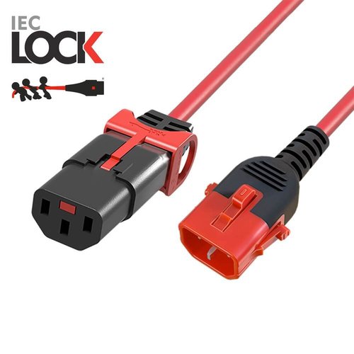 Cable Ali. Ext. IEC320-C13H IEC Lock+ <-> IEC320-C14M IEC Lock 1 mts Rojo ACT
