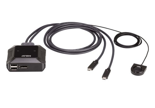 Conmut. KVM DisplayPort 4K USB-C de 2 puertos con selector de puertos remoto Aten US3312