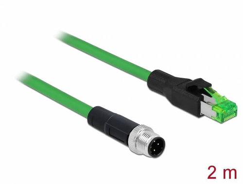 Cable de red M12 de 4 polos con codificacion D a conector RJ45 PVC 2 m Delock