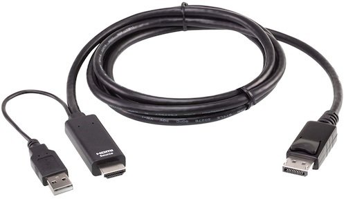 Cable HDMI A M -> DisplayPort M + Ali. USB A M True 4k de 1.8 m Negro Aten 2L-7D02HDP
