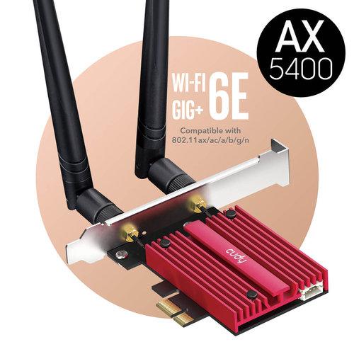 Tarj. WiFi 6 AX5400 PCI Express x1 Bluetooth 5.2 Cudy WE3000S