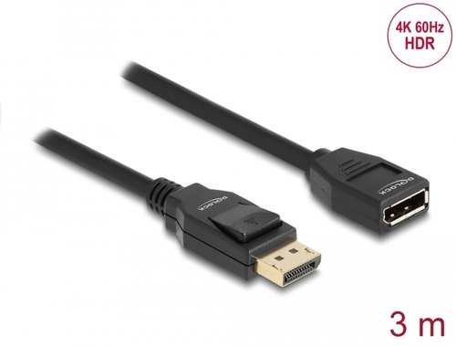 Cable DisplayPort 1.2 4K 60 Hz M-H AWG28 de 3 mts Delock