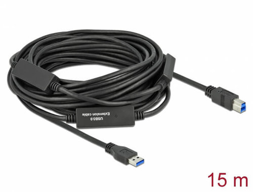 Cable Amplificador USB 3.2 Gen 1 AM -> BM + conector CC de 15 mts Delock