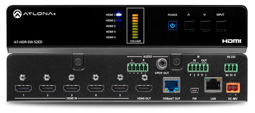 Atlona AT-HDR-SW-52ED Conmutador HDMI 4K 5 -> 2 HDBaseT Ethernet. RS-232 e IR