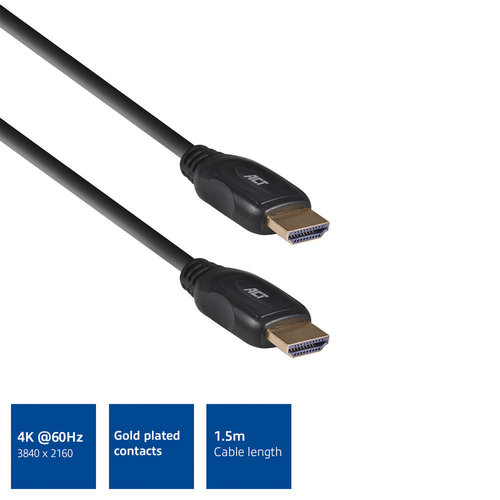 Cable HDMI 2.0 A M-M de 1.5 mts ACT